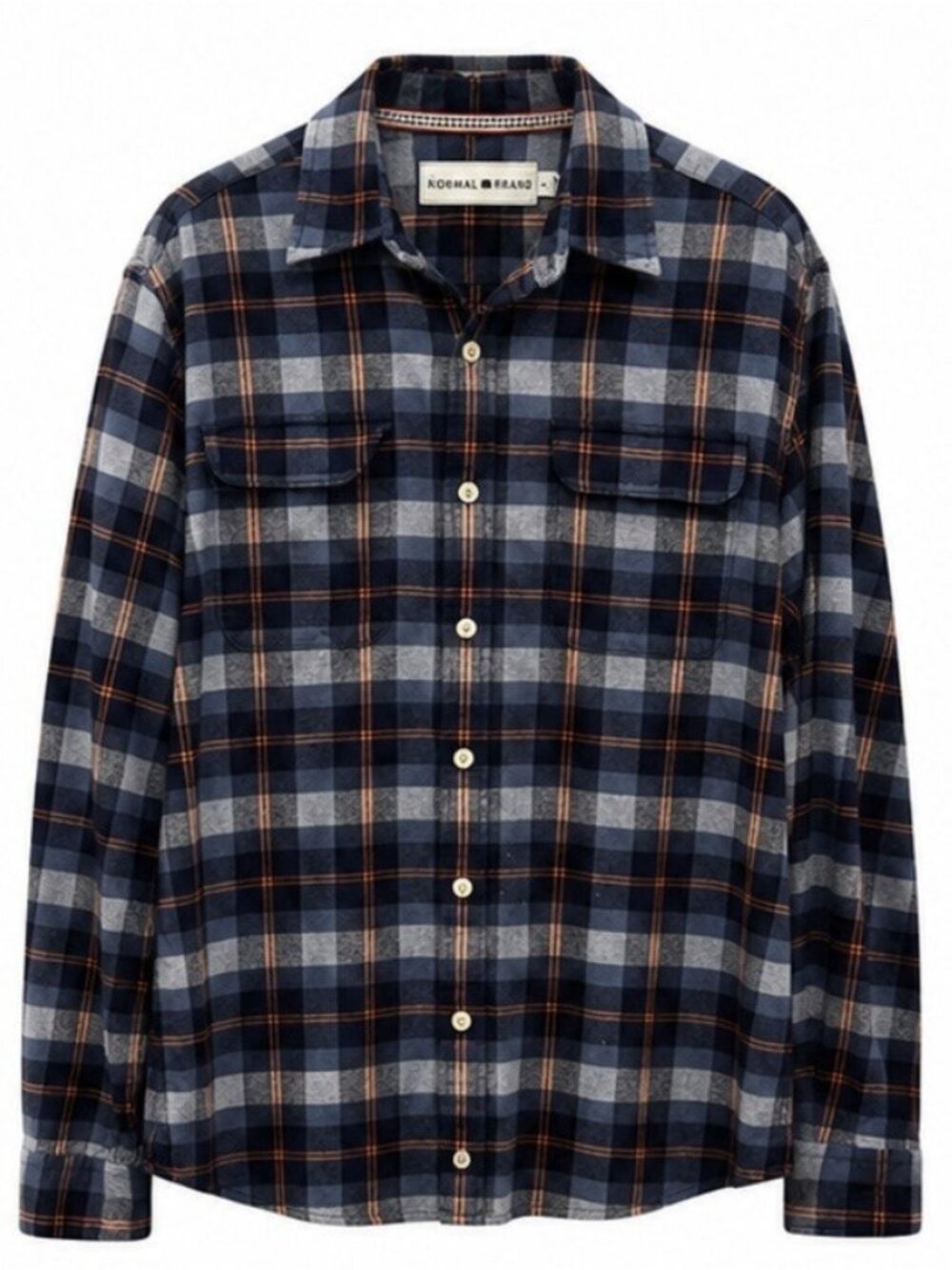 The Normal Brand Shirt Mens Medium Blue Plaid Flannel Long Sleeve Button Up
